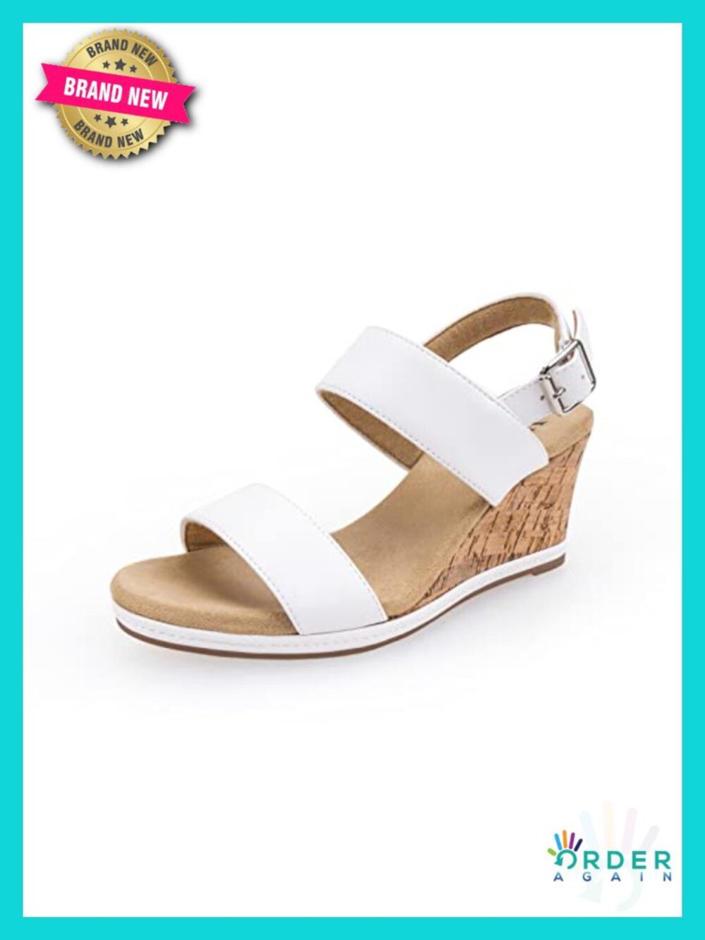 Women's Wedge Sandals Faux Leather Cork Platform Slingback Heels